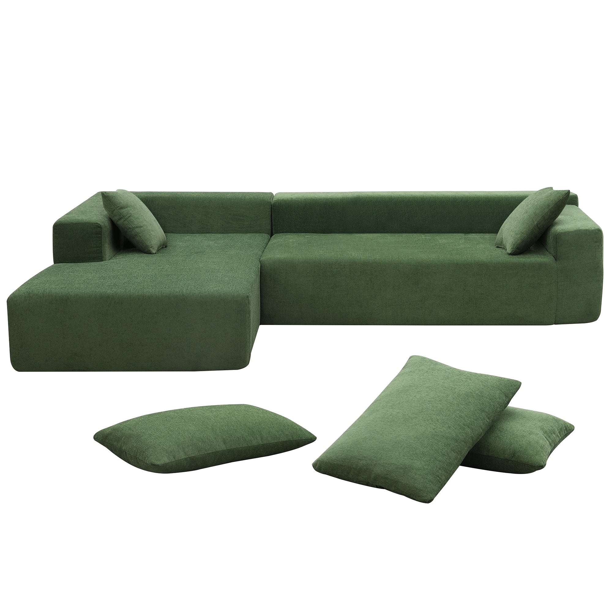 Addis 4-Seat Modular Convertible Sofa in Green