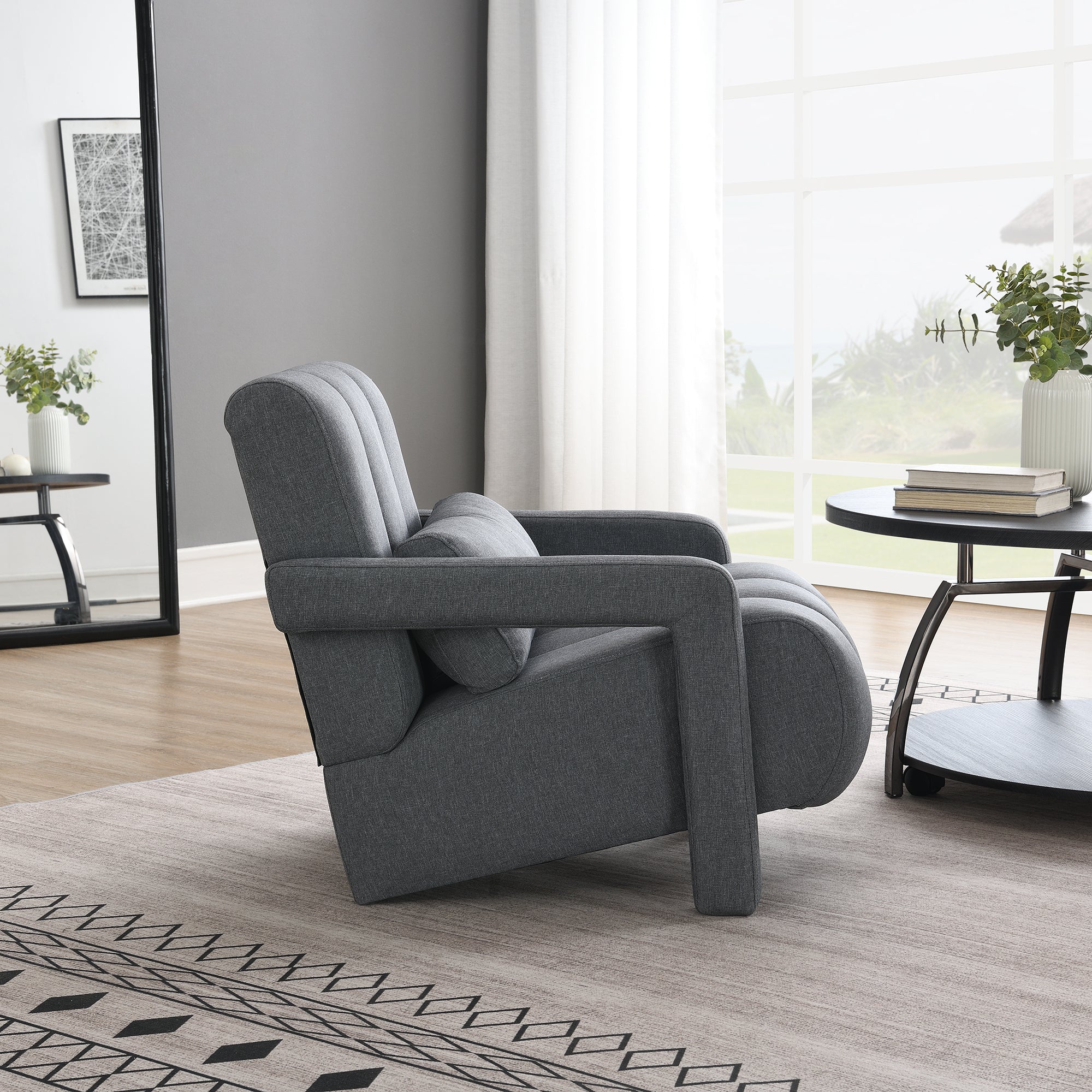 Modern Dark Gray Upholstered Accent Chair