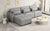 Khartoum Sectional Sofa with Movable Ottoman in Grey Chenille