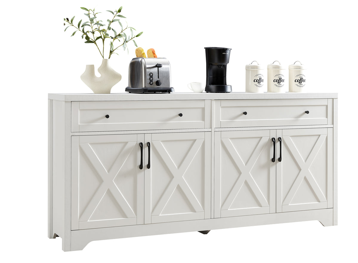 61&quot; White TV Stand &amp; Entertainment Center with Storage Space