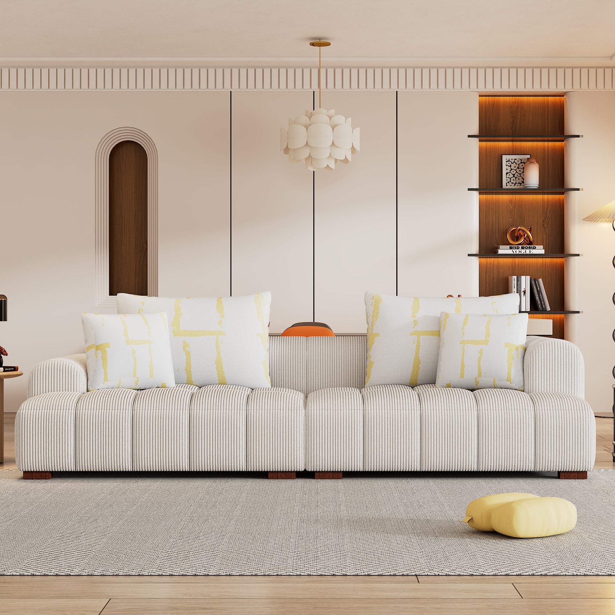 Accra 2-Seat Minimal Corduroy Sofa in Beige