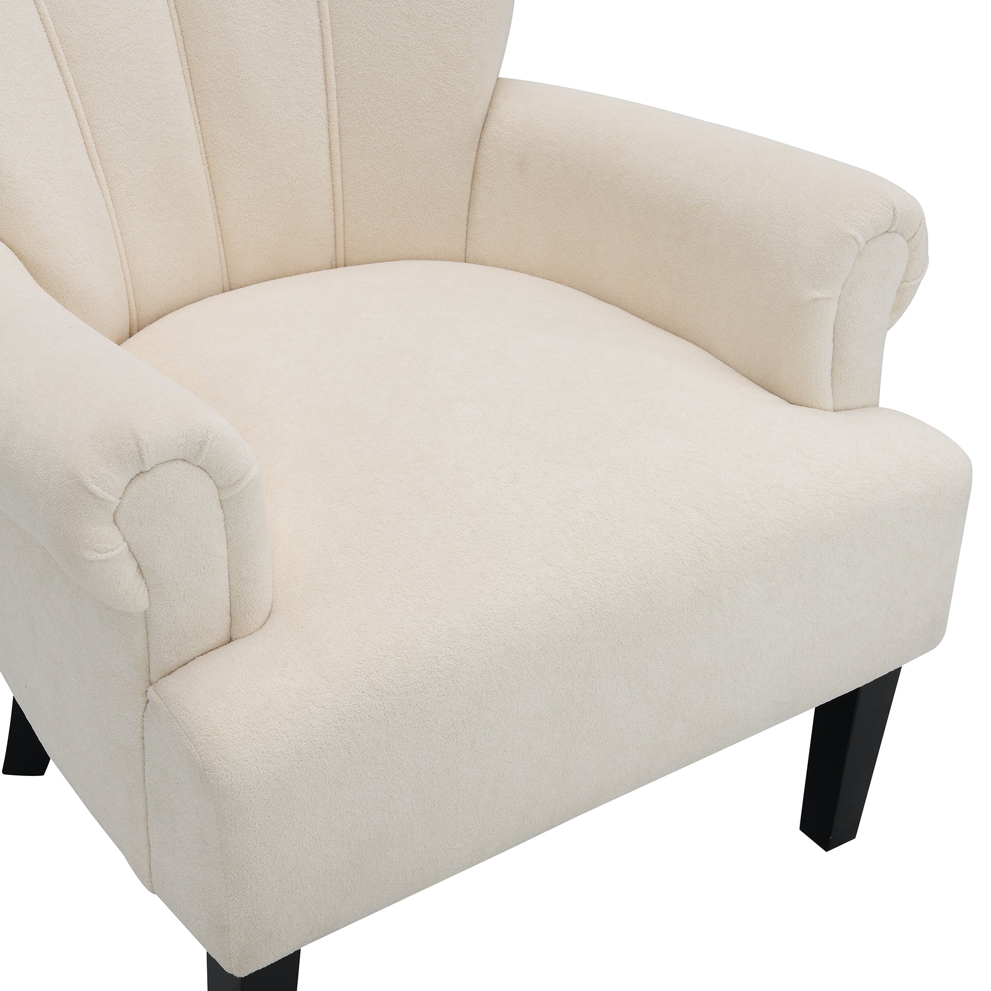 Modern Accent Living Room Chair In Beige With Channel Back