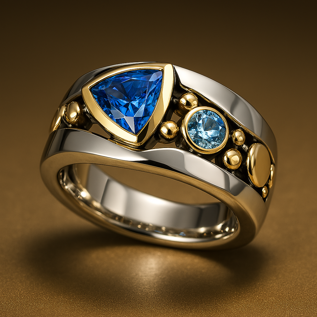 Luxurious Blue Crystal Vintage Ring
