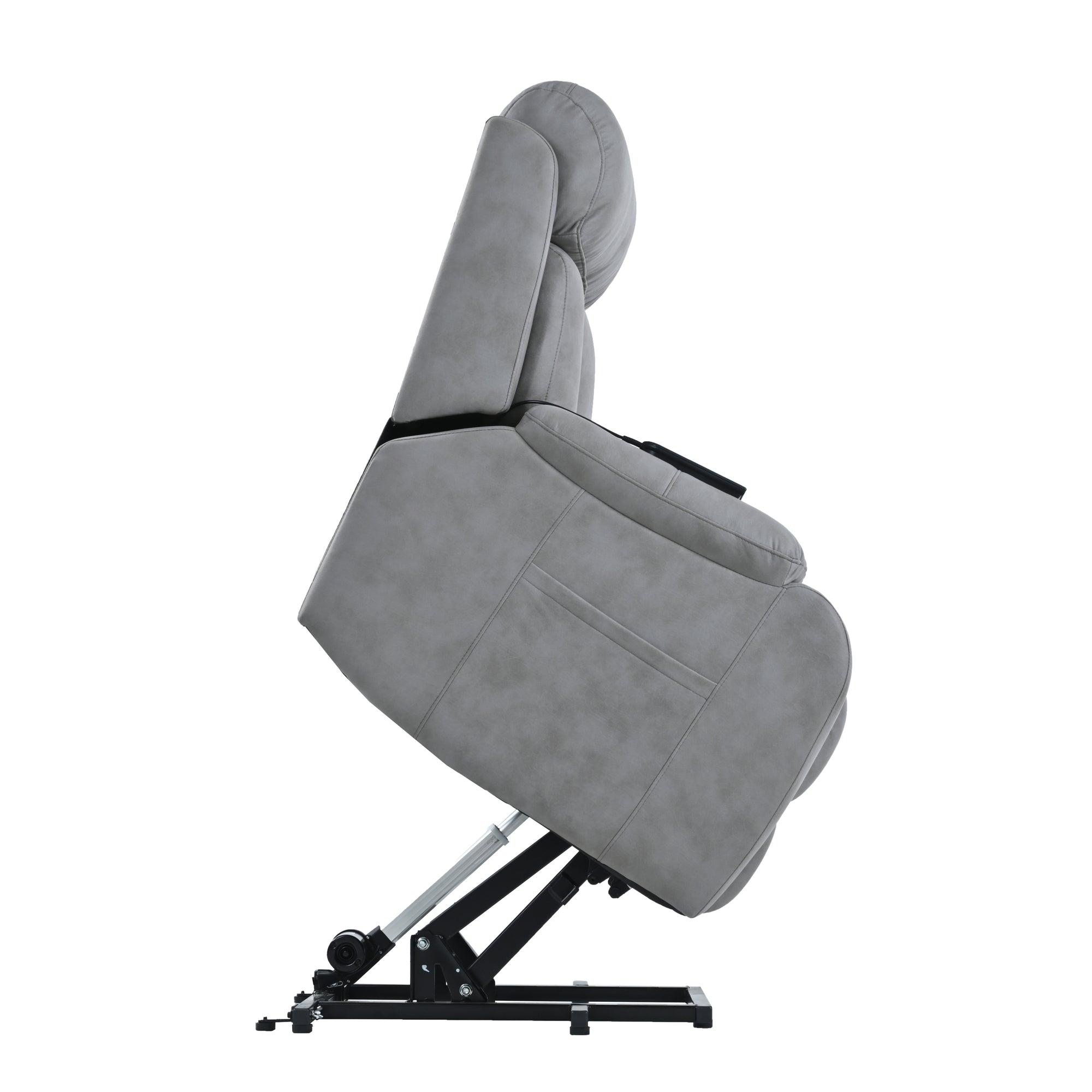 Electric Power Lift Recliner Chair for Seniors - Light Gray Fabric, Remote Control, Side Pocket, Ideal for Elderly Comfort