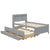 Twin Bed with Bookcase, Trundle, and Storage Drawers in Grey