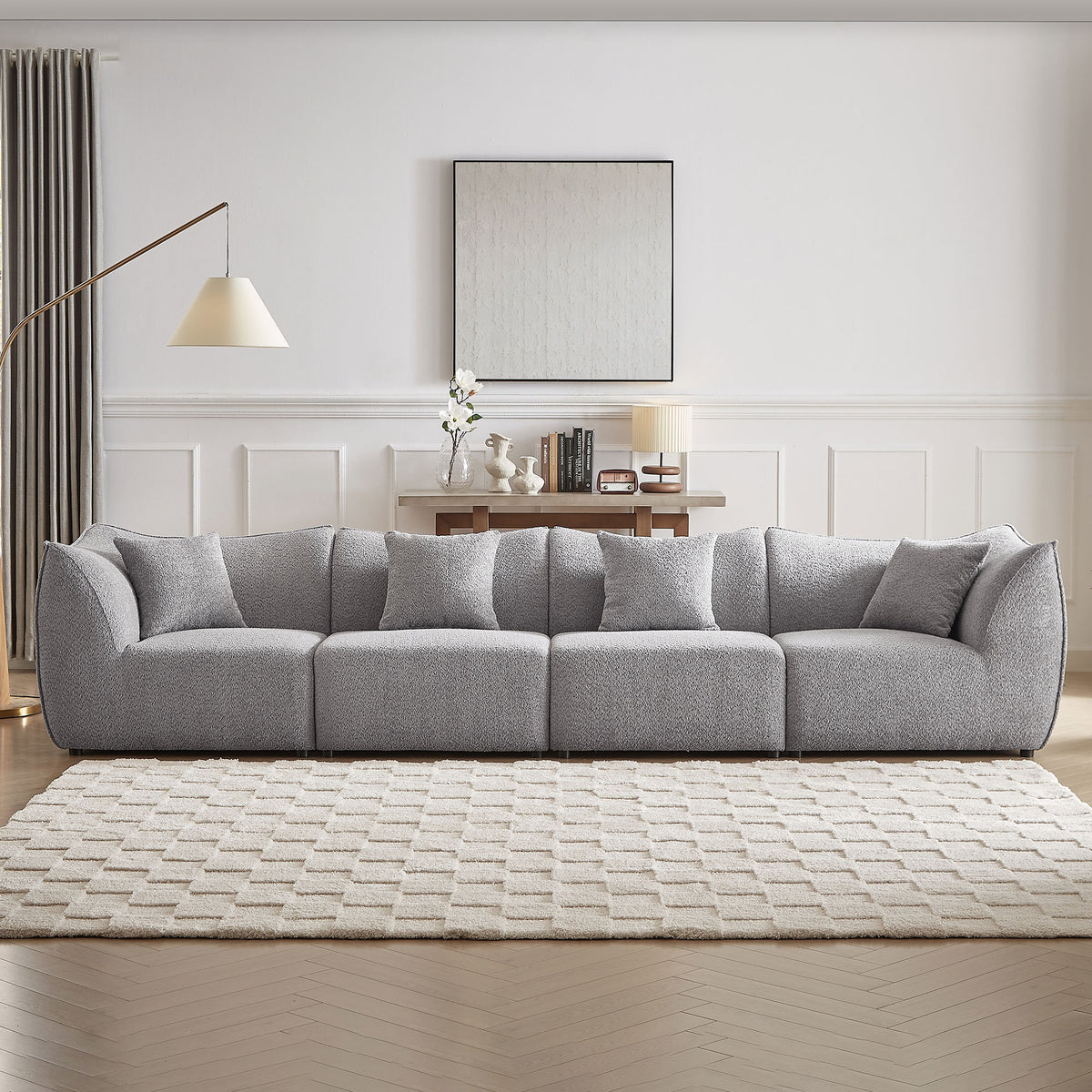 Bergen Modular Teddy 4-Seater Sofa in Gray