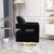 Open Back Black Chenille Swivel Accent Chair With Gold Stainless Steel Base