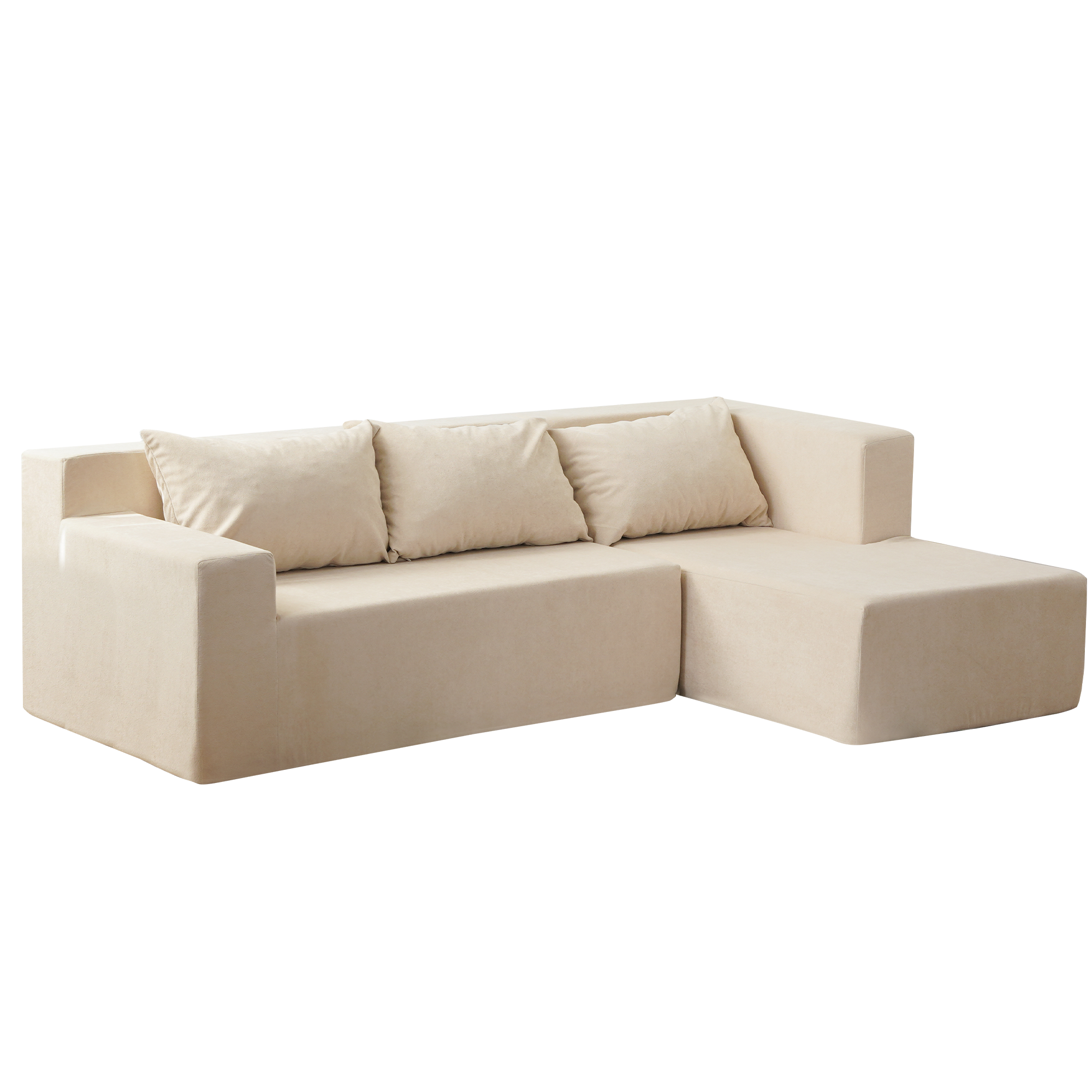 Kigali L-Shape Minimal Modular Sofa in Khaki Beige