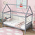 Light Gray Twin House Bed with Headboard and Footboard