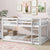 White Twin Over Twin Loft Bed with Ladder In Sturdy Rubber Wood Construction