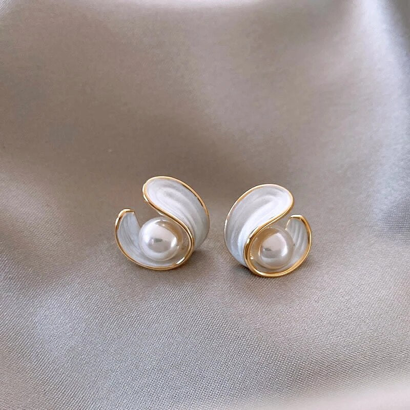 Bohemian White Opal Earrings in Gold