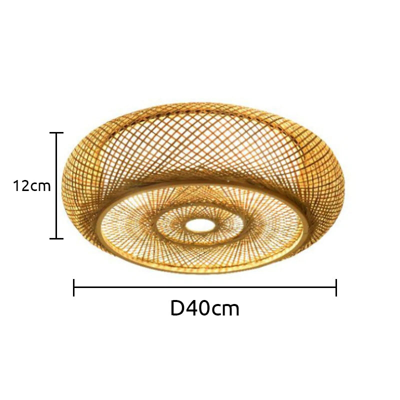 Woven Rattan LED Flush Mount Ceiling Light