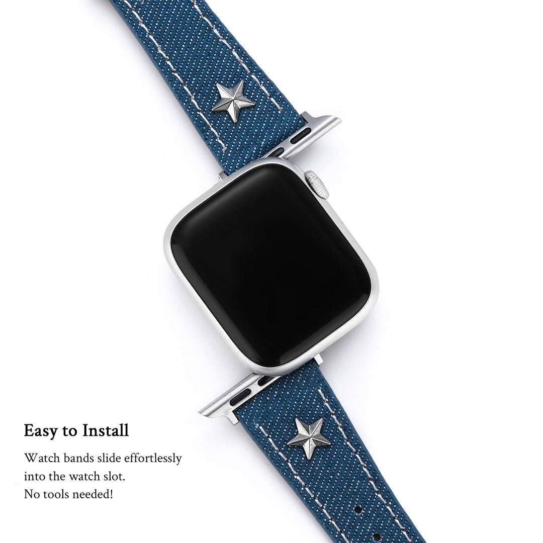 Bold Denim Star Apple Watch Bands for Women