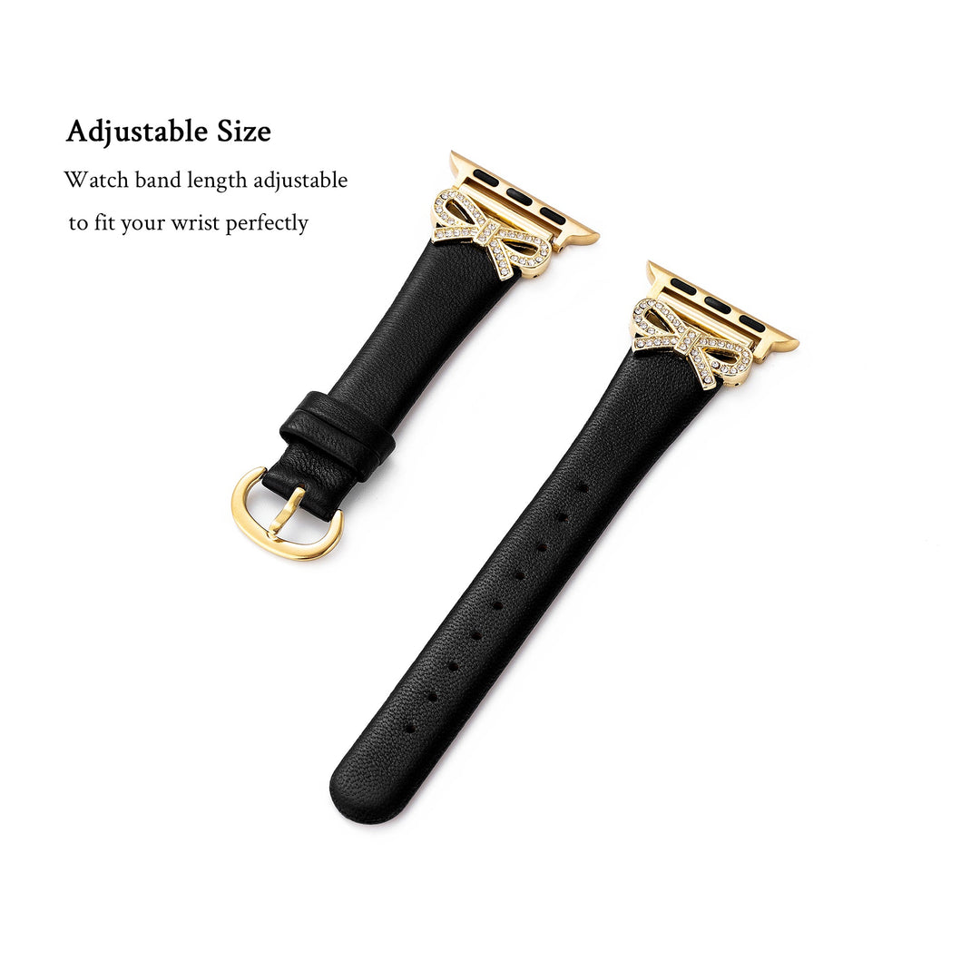 Sleek Leather Crystal Apple Watch Bands for Women