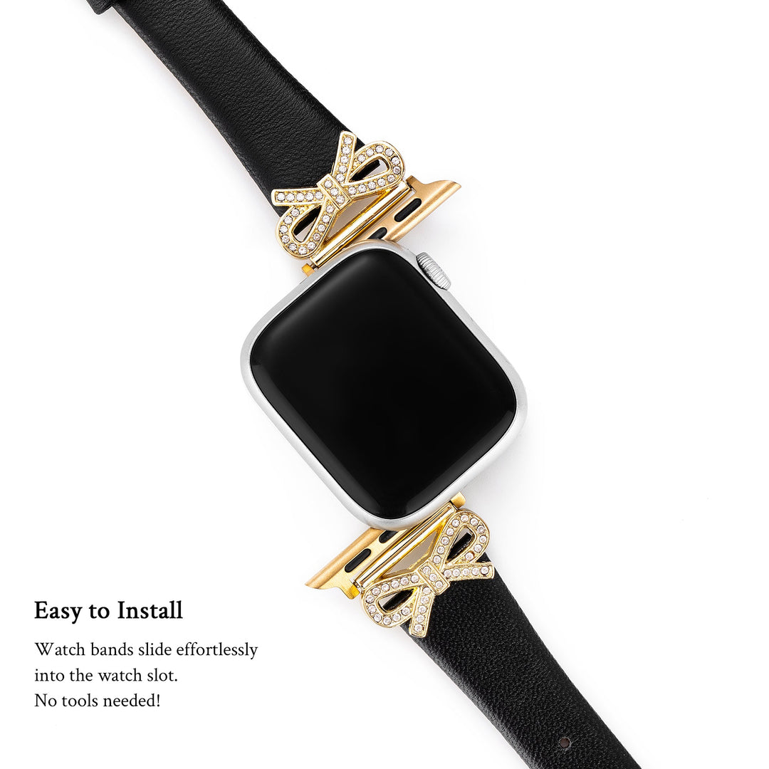 Sleek Leather Crystal Apple Watch Bands for Women