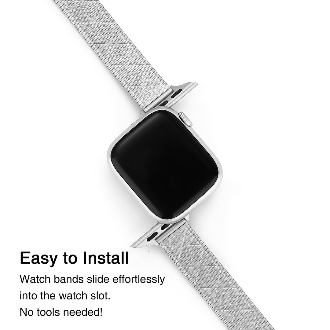 Luxury Stainless Steel Diamond Textured Apple Watch Bands for Women
