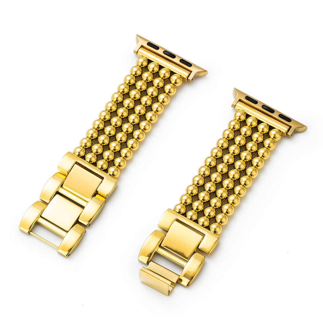 Modern Stainless Steel Beaded Apple Watch Bands for Women