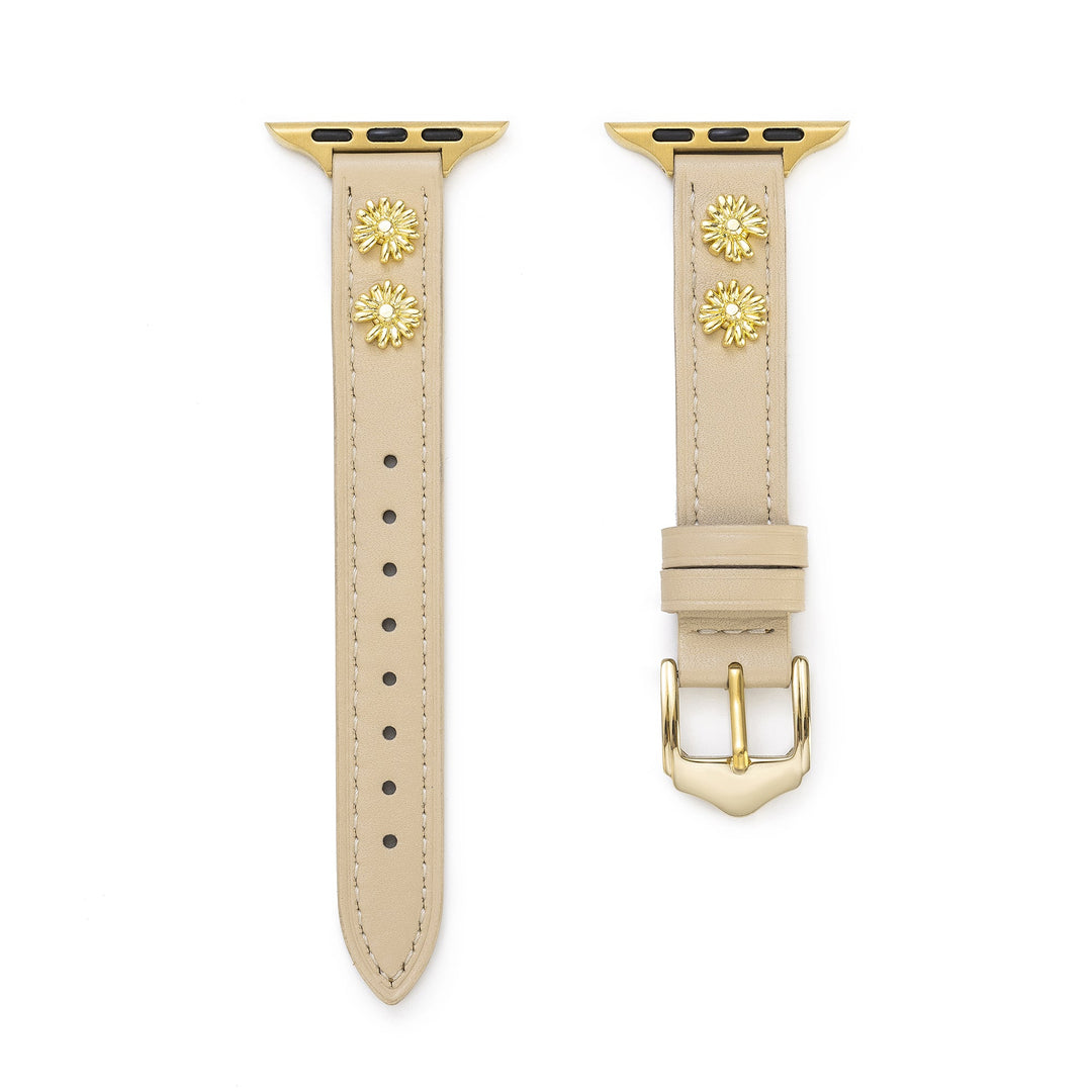 Sleek Leather Daisy Apple Watch Bands for Women