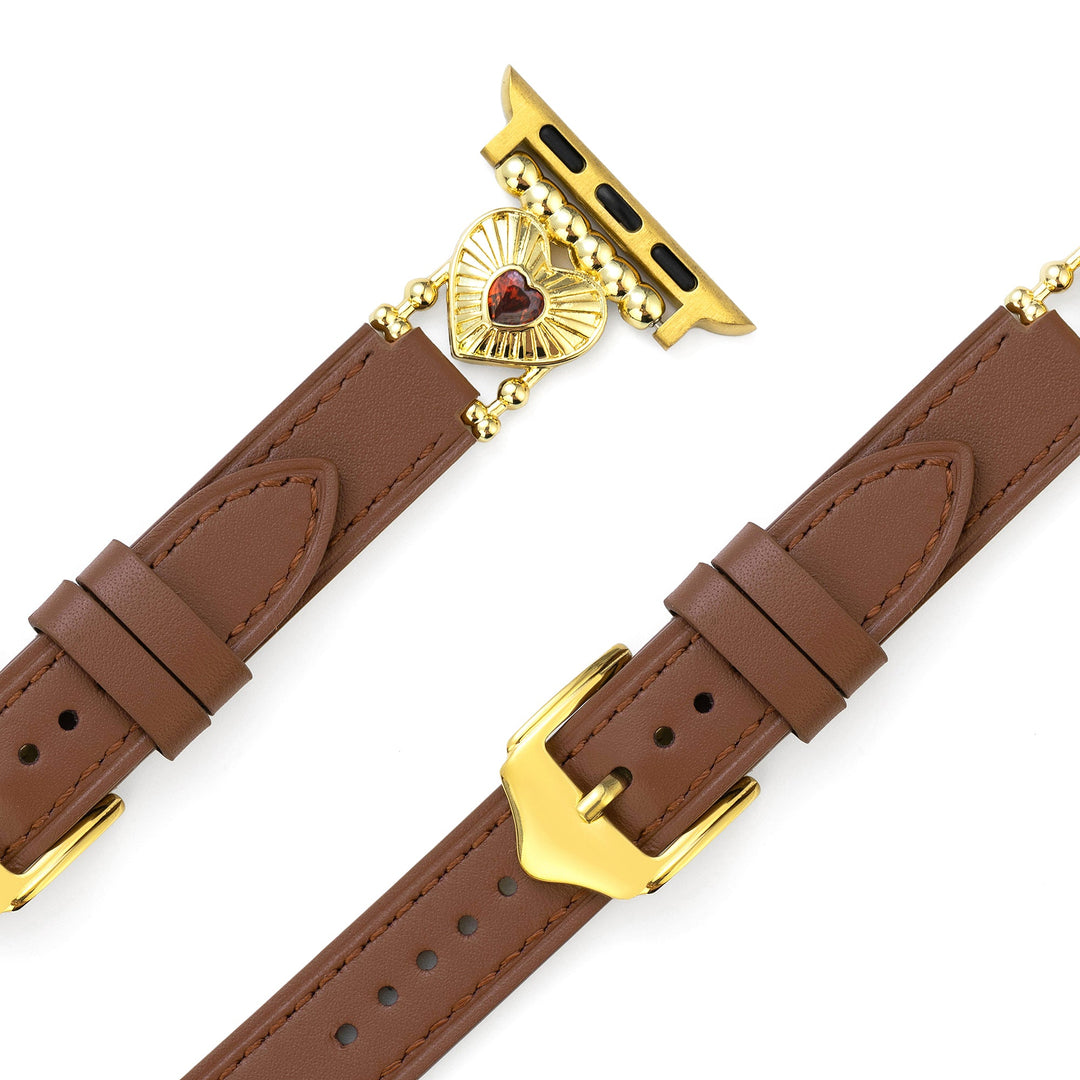Modern Leather Heart Apple Watch Bands for Women
