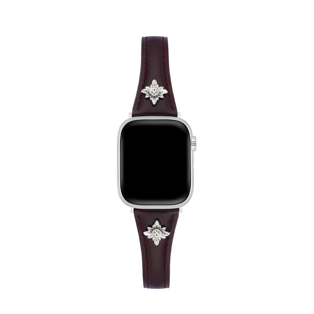Elegant Leather Floral Apple Watch Bands for Women