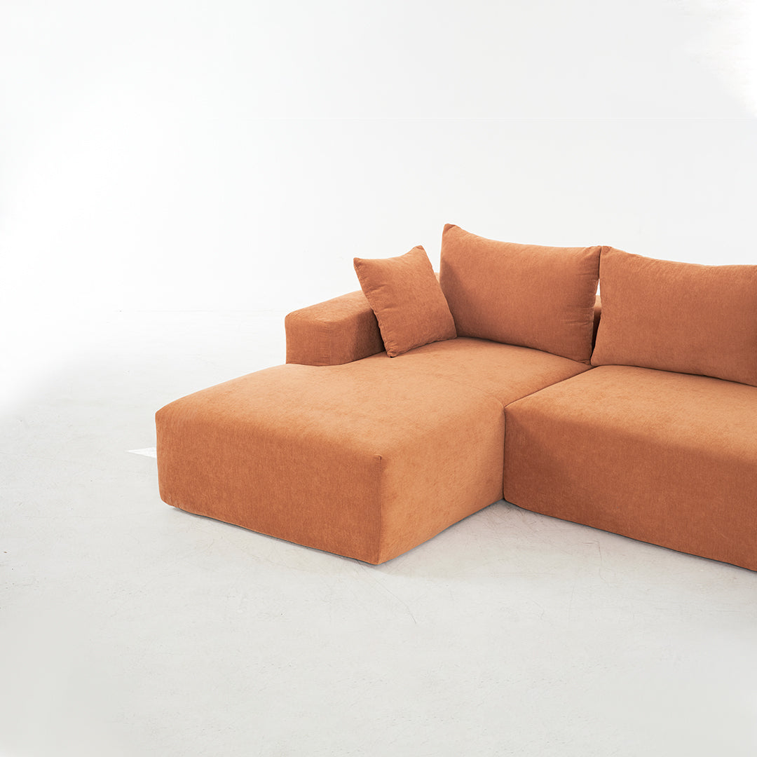 Dakar 4-Seat Minimalist Modular Sofa in Orange