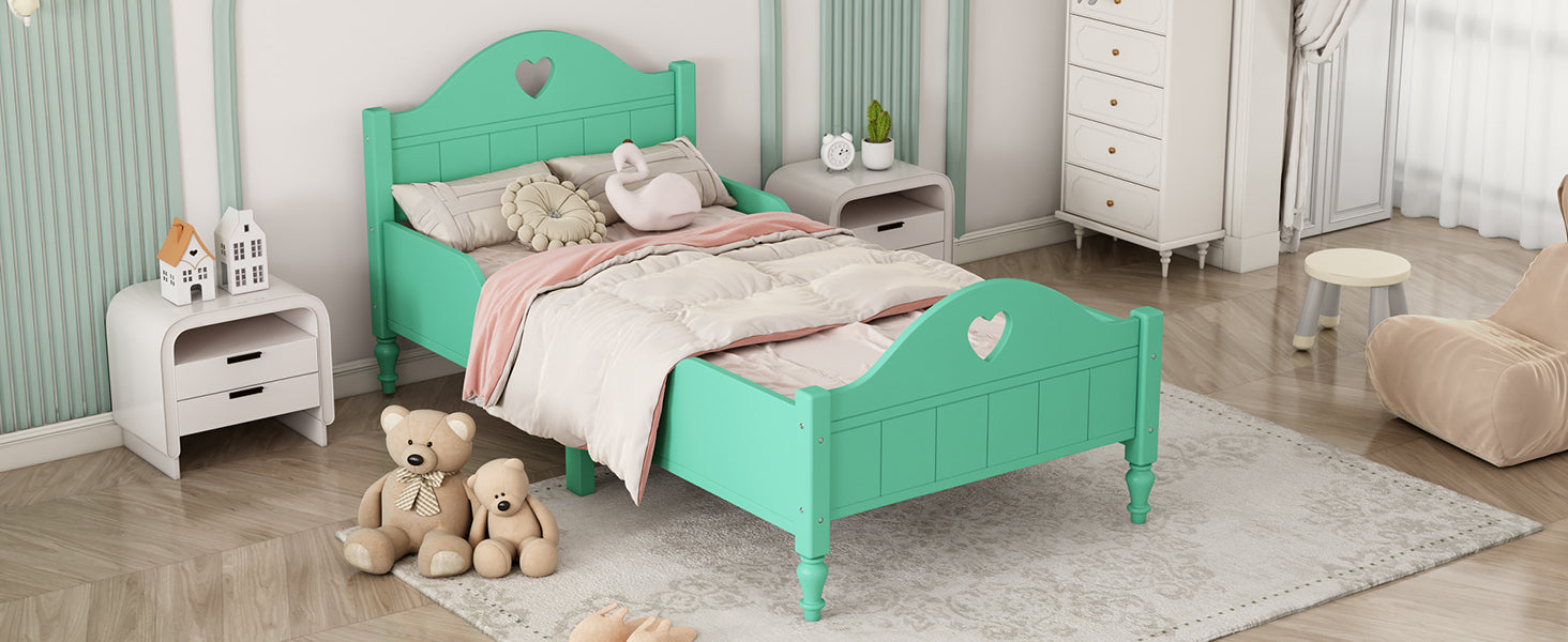 Seasoft Green Twin Macaron Toddler Bed Frame with Safety Rails