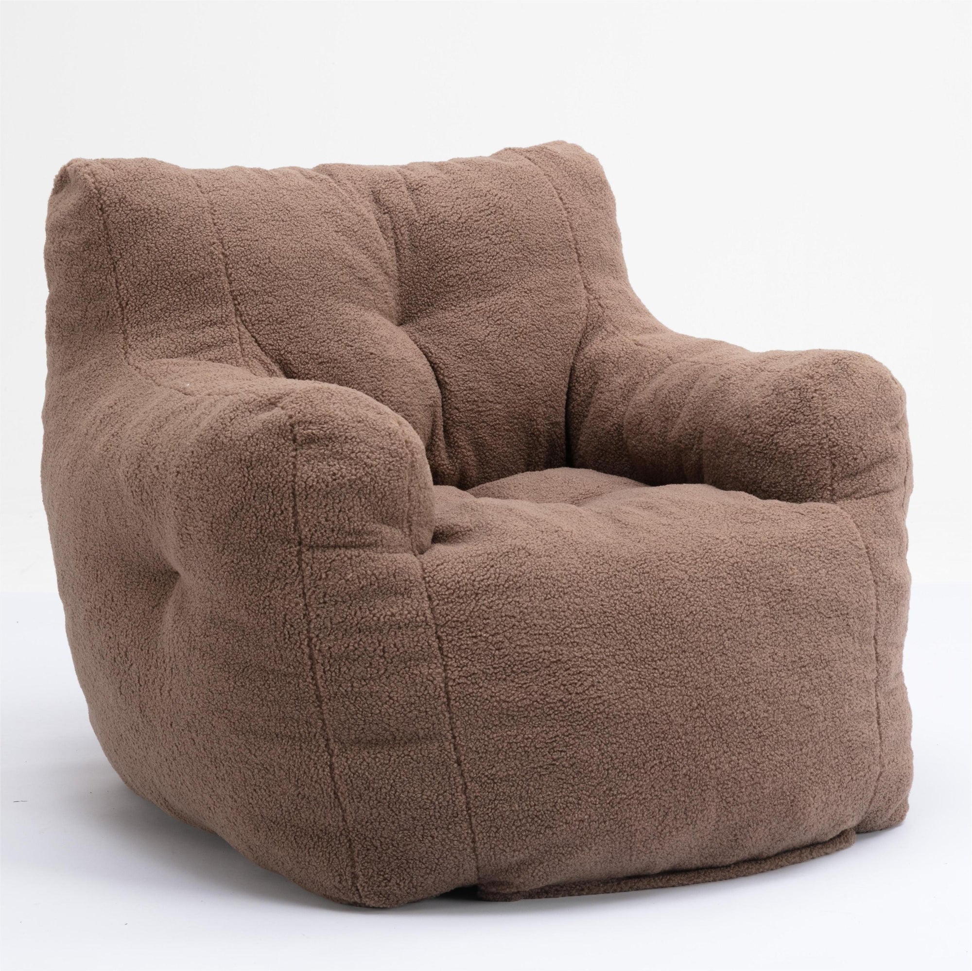 Soft Teddy Tufted Bean Bag Chair in Coffee