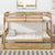 Twin Over Twin Rubberwood Bunk Bed with Trundle, Convertible Design in Natural Tones