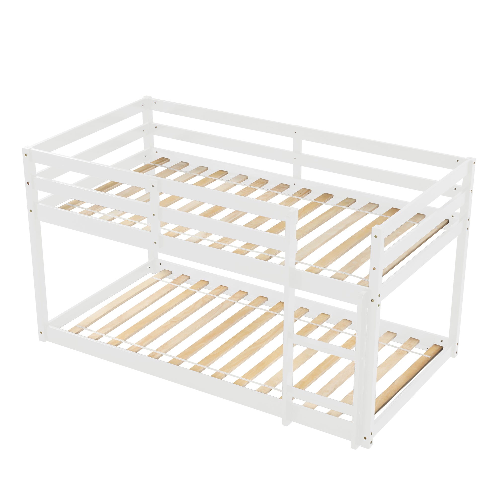 White Twin Over Twin Floor Bunk Bed