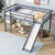 Gray Twin Low Loft Bed with Slide, Ladder, and Guardrails