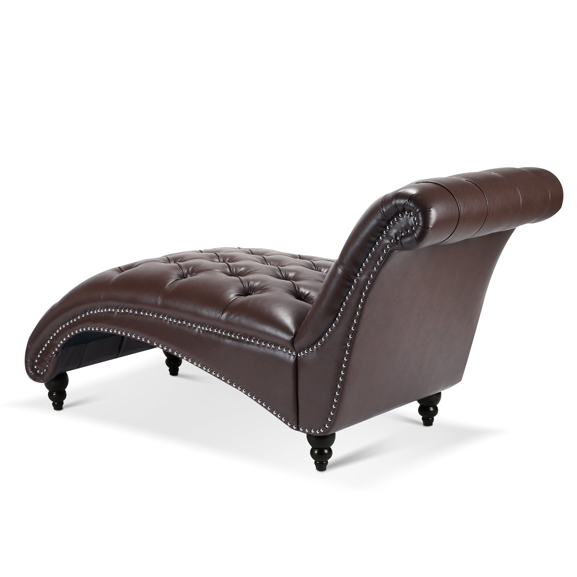 Dark Brown Faux Tufted Armless Chaise Lounge