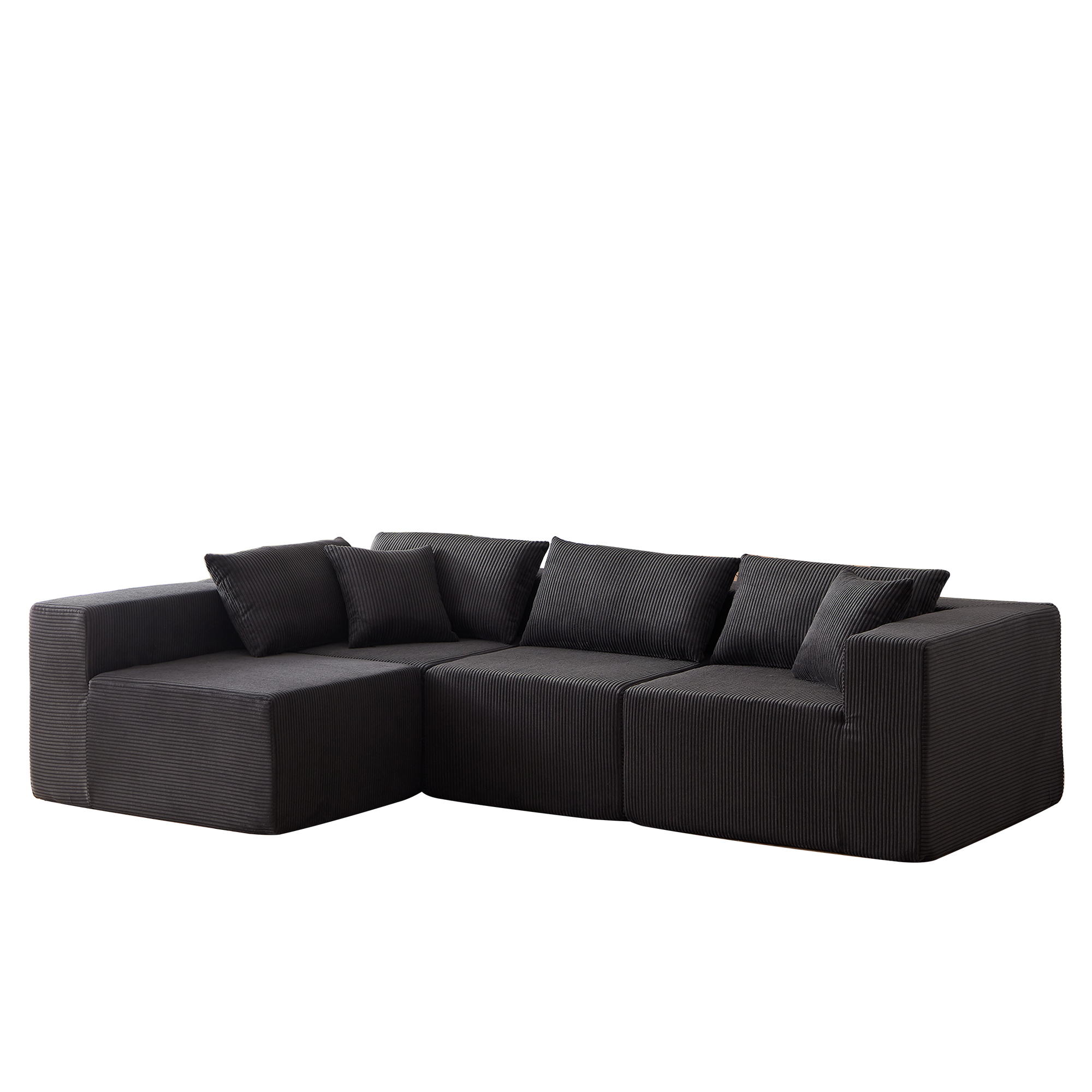 Nairobi 4-Seat Minimal Modular Sectional Sofa in Black