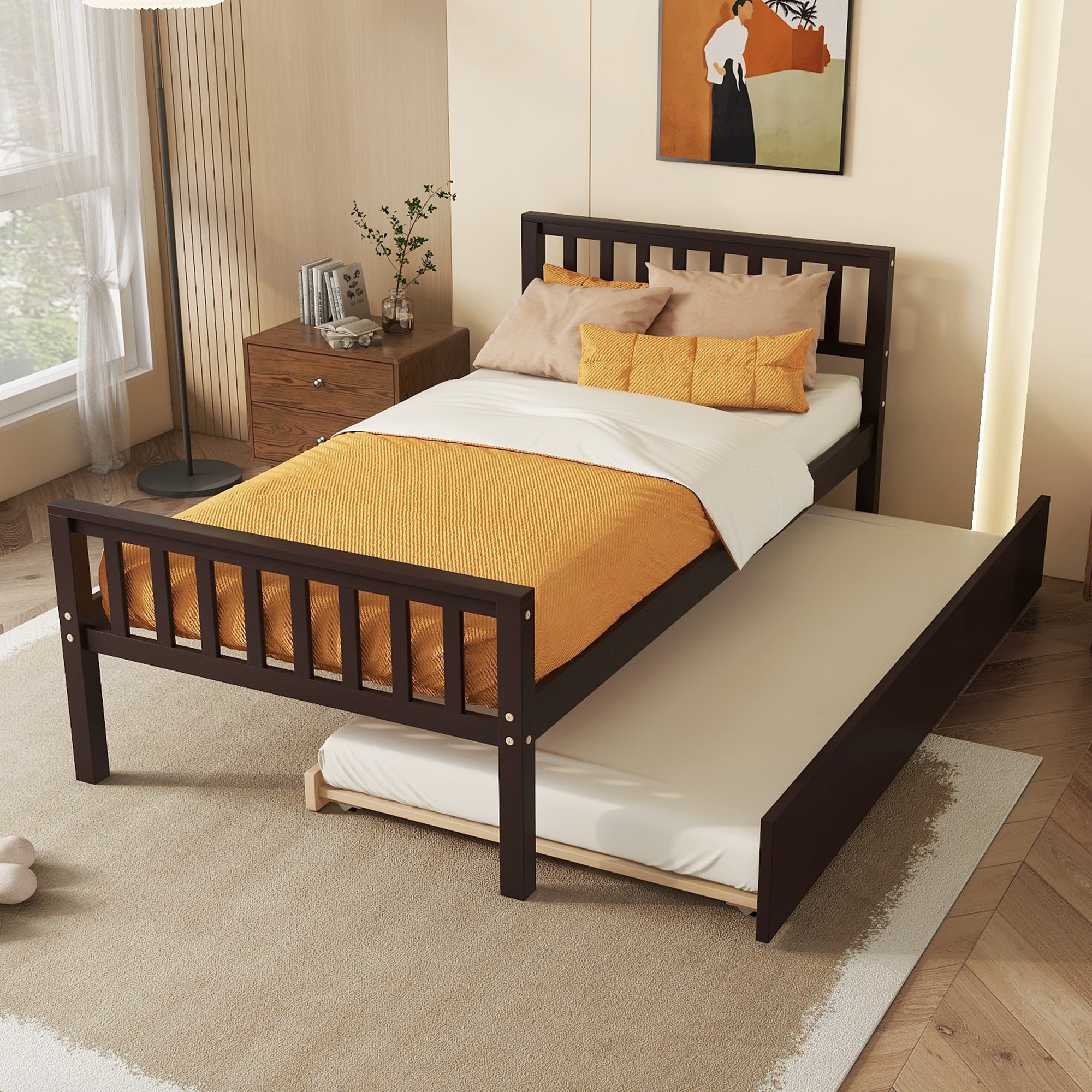 Espresso Twin Bed with Pull-Out Trundle