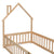 Natural Twin House-Shaped Headboard Toddler Floor Bed with Fence