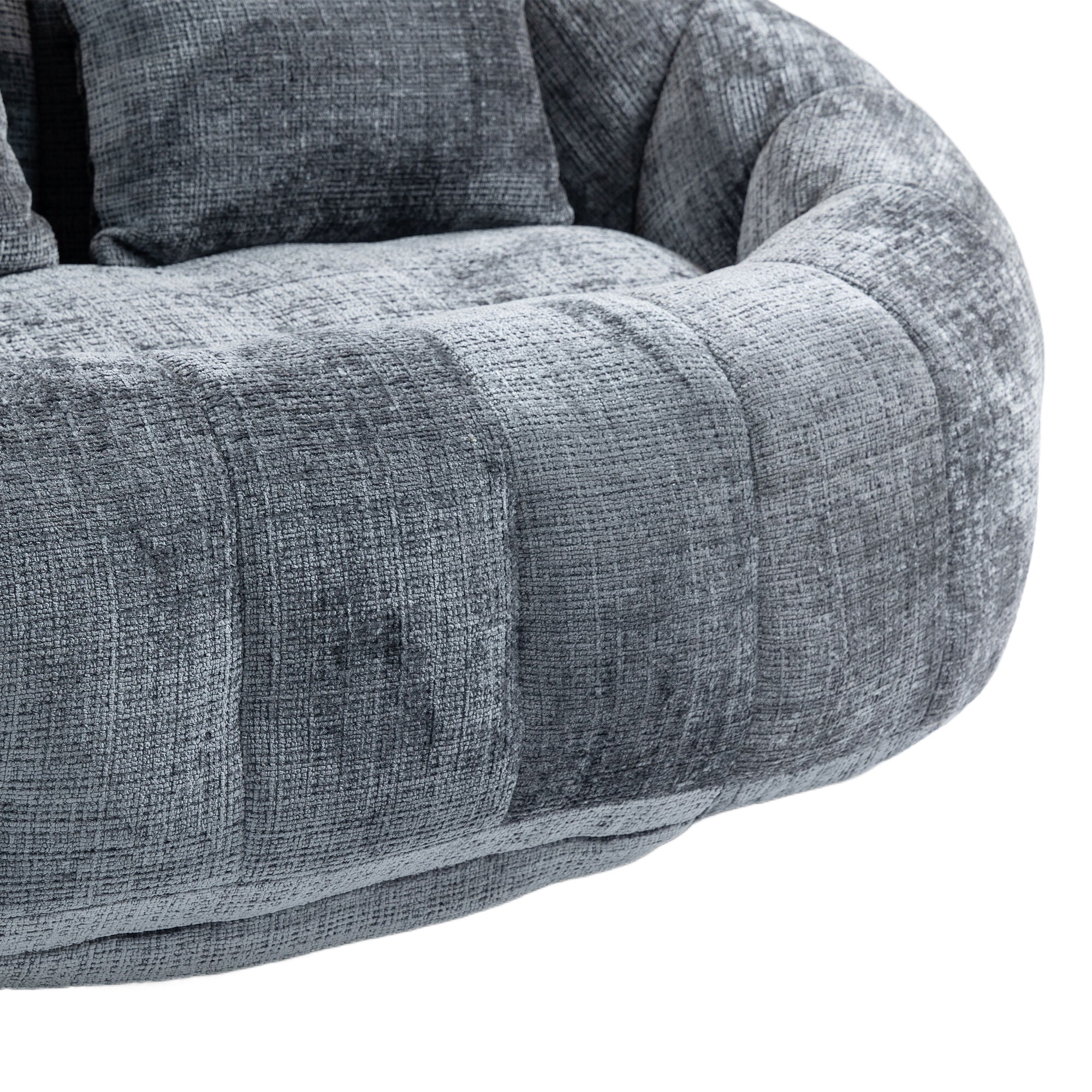 Gray Chenille Bean Shape 2-Seater Lazy Sofa