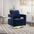 Open Back Navy Chenille Swivel Accent Chair With Gold Stainless Steel Base