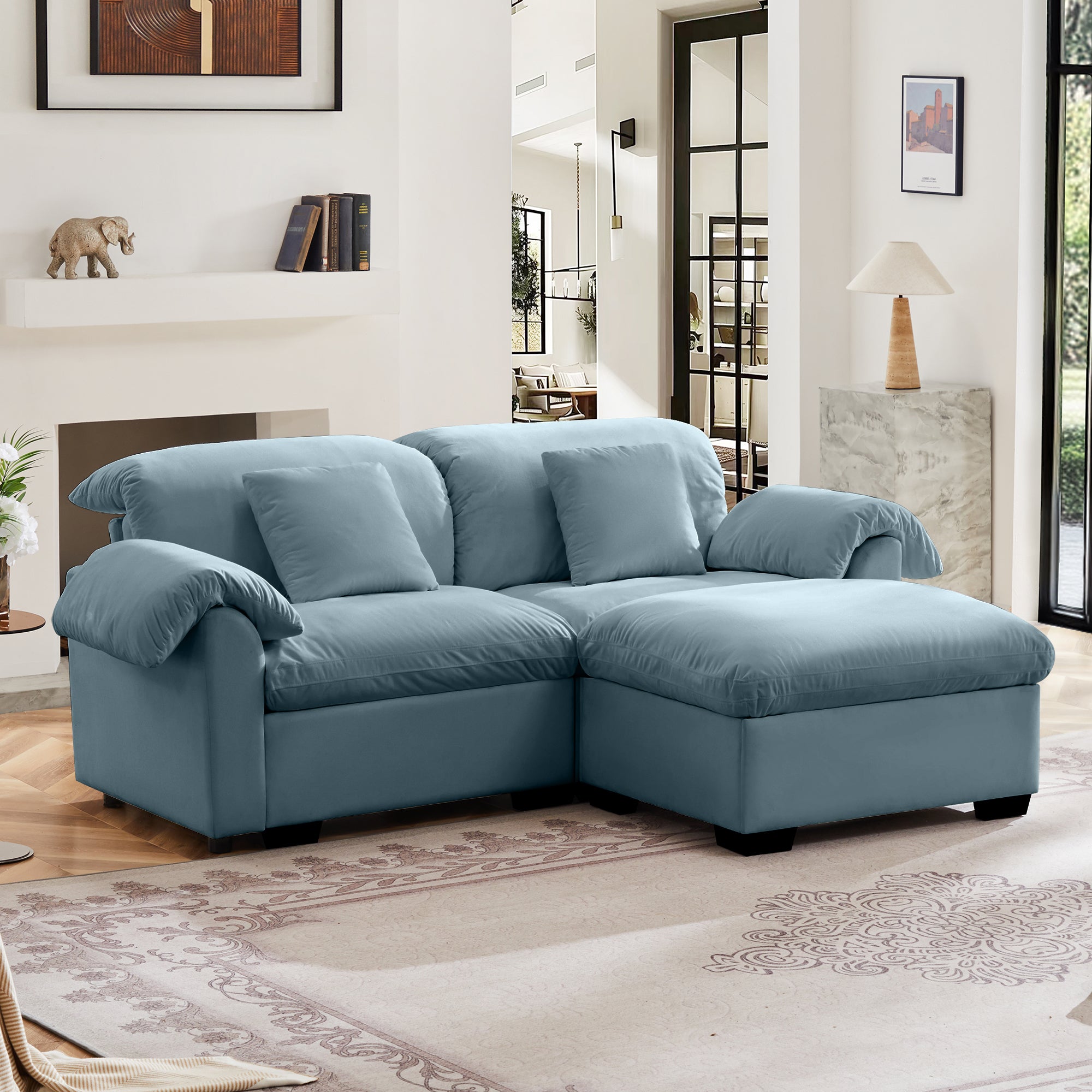 Lagos Velvet Modular Sofa in Blue