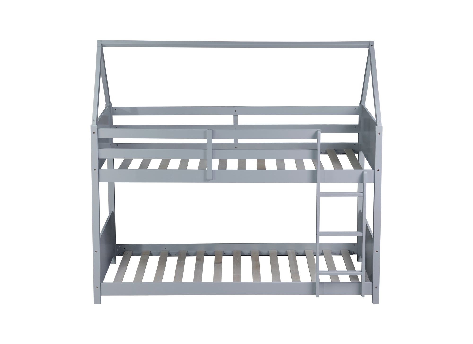 Light Gray Twin Over Twin House Floor Bunk Bed