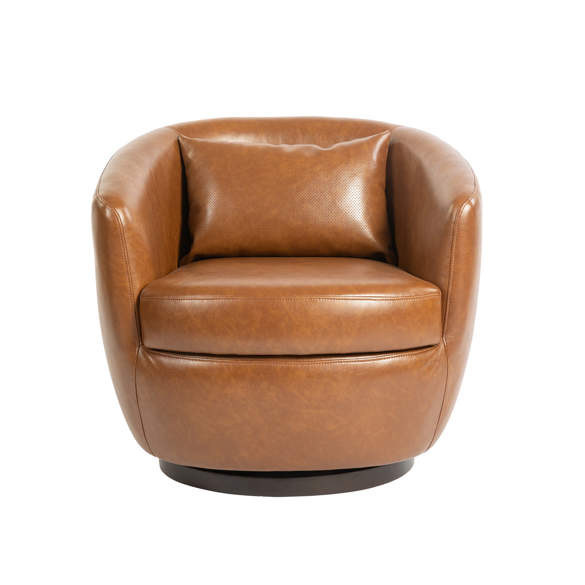 Light Brown Upholstered Accent Swivel Chair