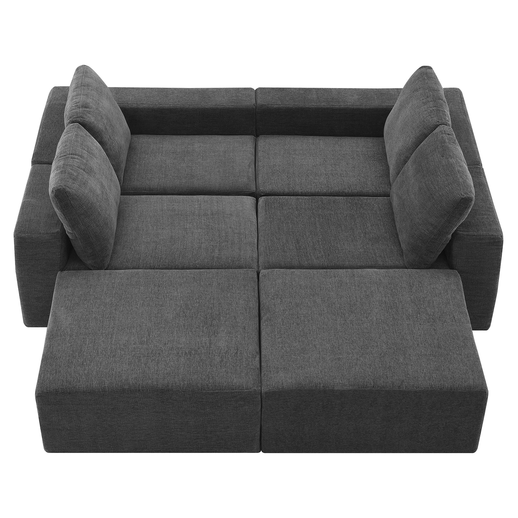 Tangier 6-Seat Modular U-Shape Sofa in Dark Gray