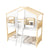 Twin Over Twin House Bunk Bed with Roof, Window, and Door in Natural and White Tones