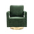 Open Back Chair Green Chenille Swivel Accent Chair With Gold Stainless Steel Base