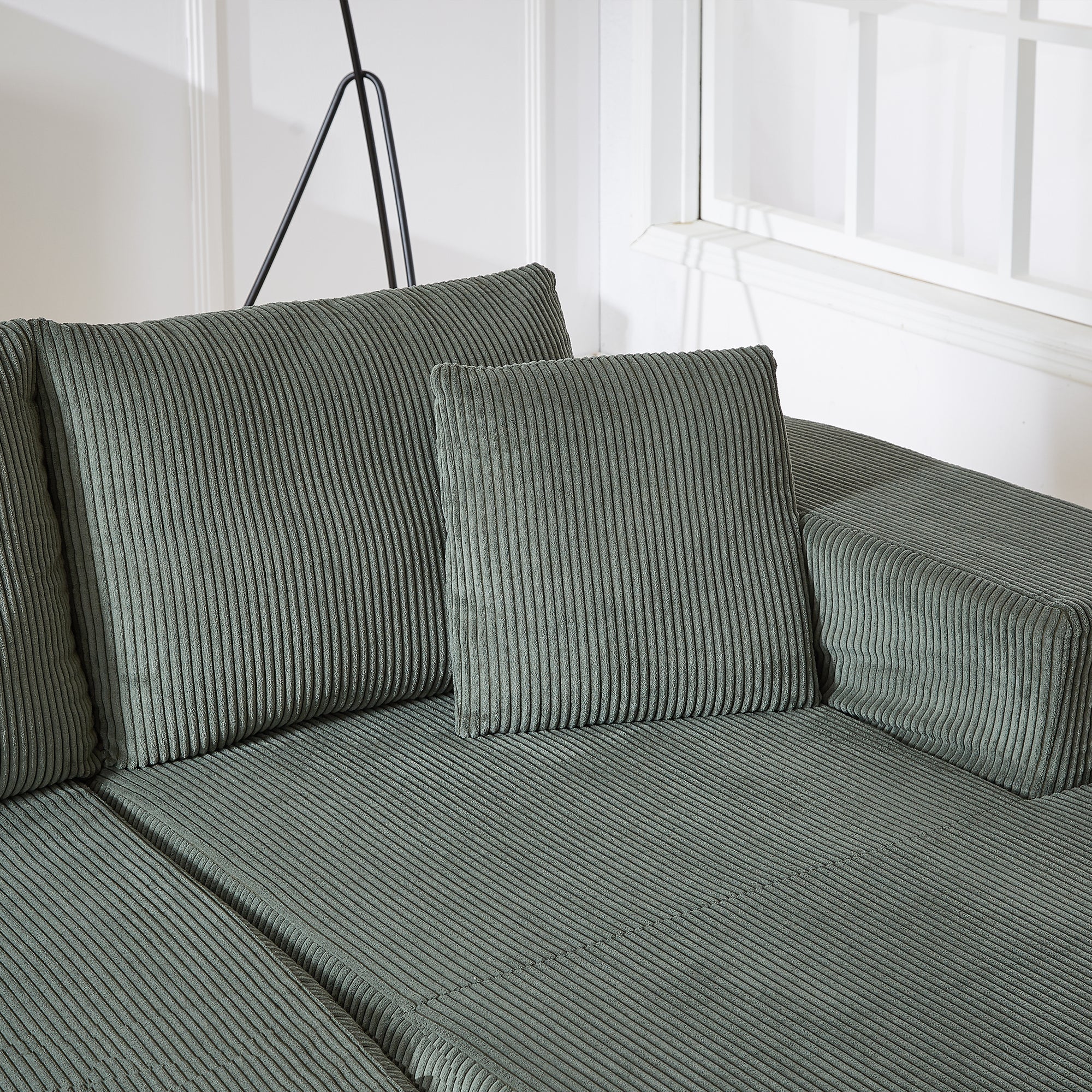 3-Seater Modular Corduroy Sofa In Green Flexible Configuration