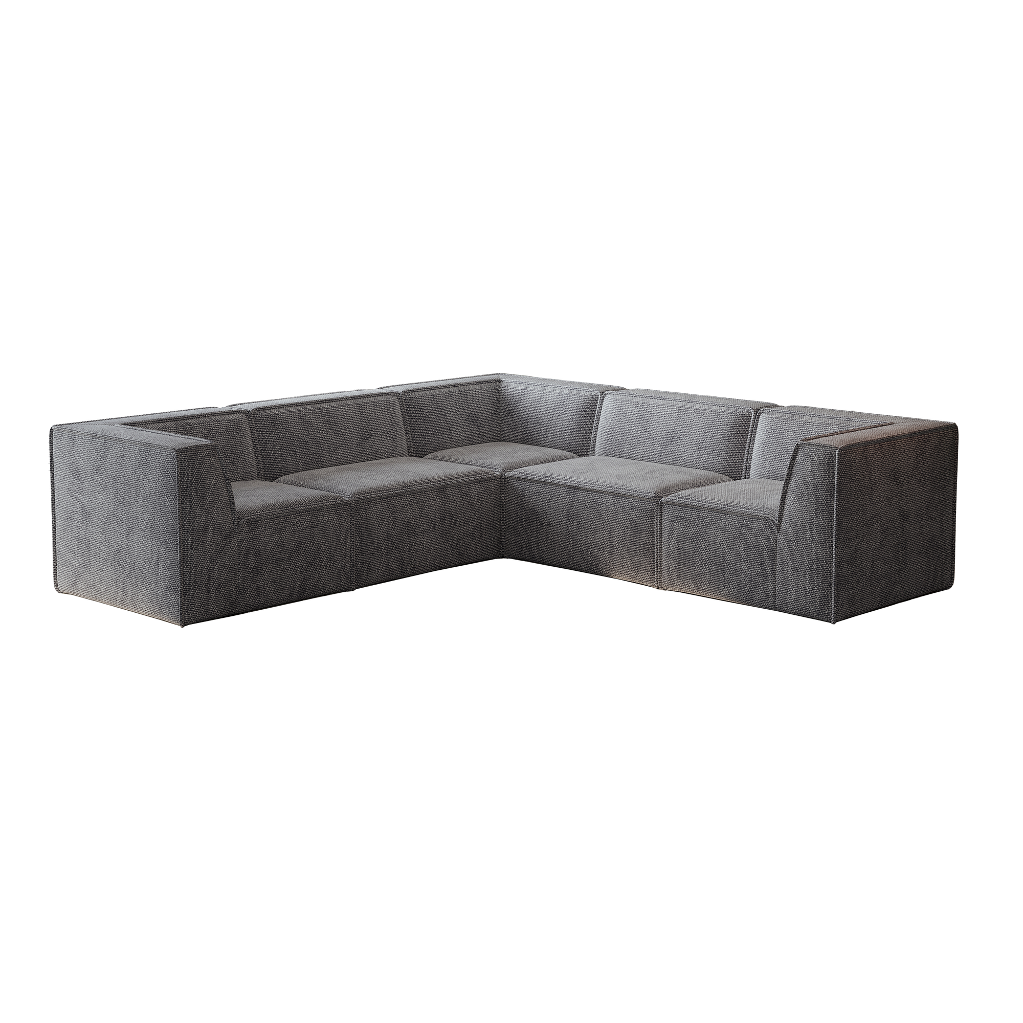 Kinshasa 5-Seat Modular Chenille Sofa in Gray