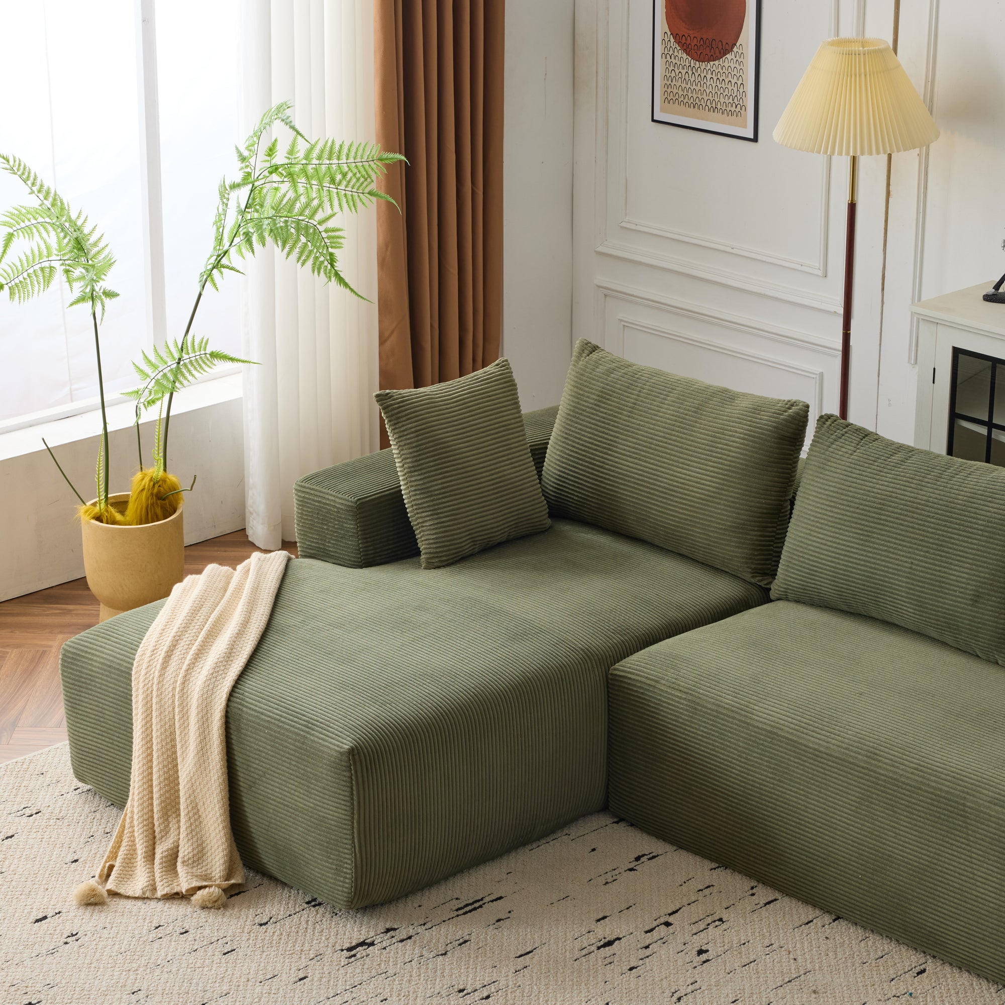 Dakar 4-Seat Minimalist Modular Sofa in Green