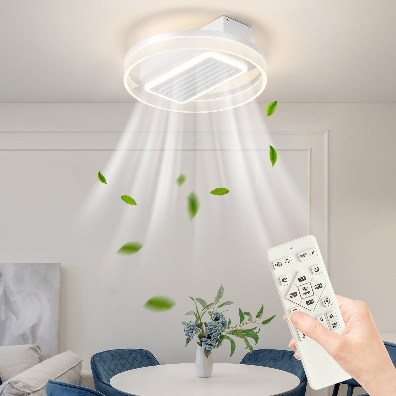 Bladeless Dimmable LED Ceiling Fan with Remote Control