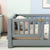 Gray Twin-Size Toddler Floor Platform Bed with Built-in Book Storage and Safety Guardrails