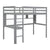 Gray Twin Loft Bed with Desk, Bookcase, and Safety Guardrail