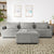 Khartoum Sectional Sofa with Movable Ottoman in Grey Chenille