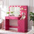 Vanity Desk with Mirror and Lights, 46.4IN Dressing Table with 2 Large Drawers and Vertical Organizer In Rose Pink